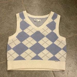 Hollister White and blue sweater vest